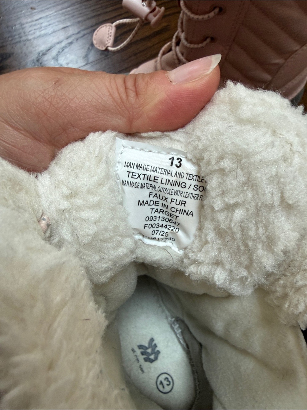 All In Motion Kids Skylar Leather Faux Fur Waterproof Winter Boots Blush size 13 - Picture 5 of 7